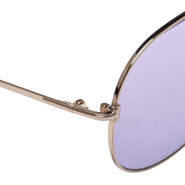 Pre Owned Tom Ford Purple/Gold Indiana Aviator Sunglasses