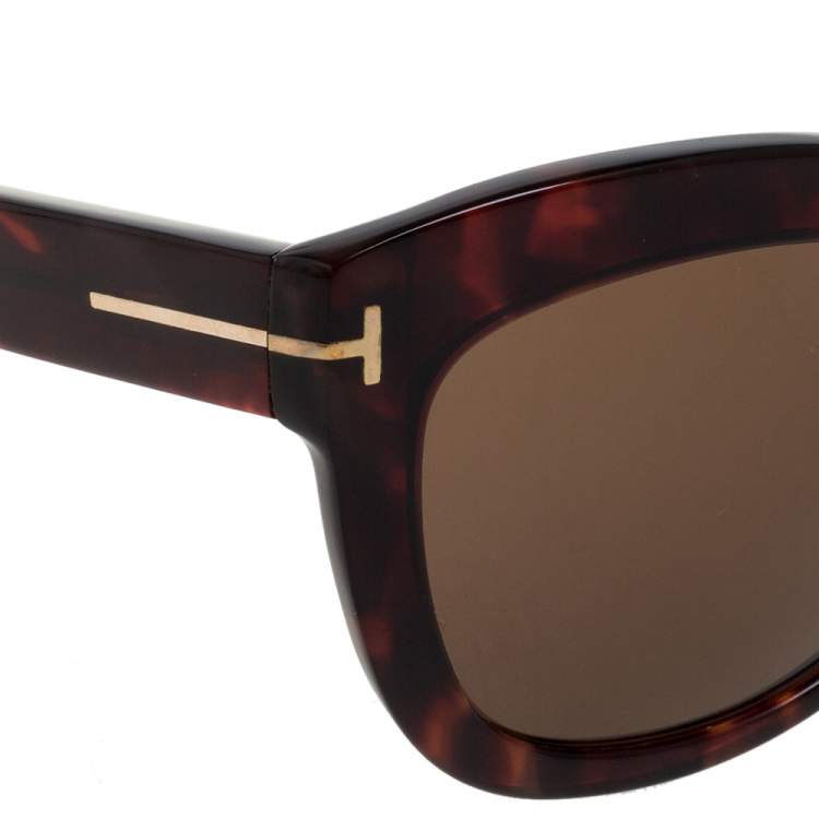 مملوكة مسبقًا Tom Ford Brown Tortoise Polarized Alistair Cat Eye Sunglasses
