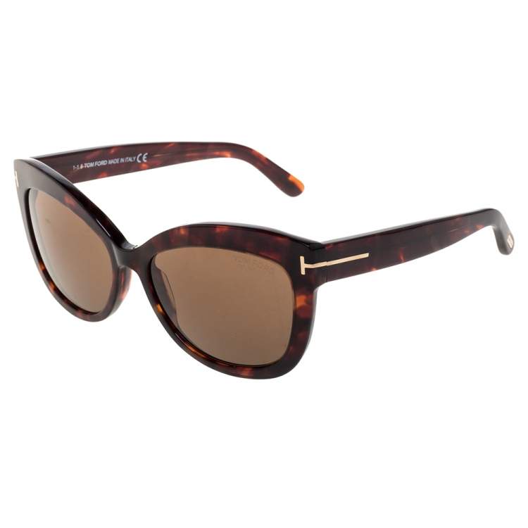 مملوكة مسبقًا Tom Ford Brown Tortoise Polarized Alistair Cat Eye Sunglasses