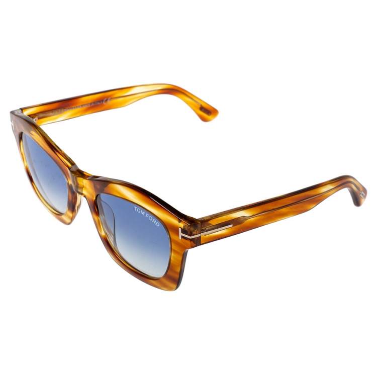 Pre Owned Tom Ford Brown/Blue Gradient Greta Wayfarer Sunglasses