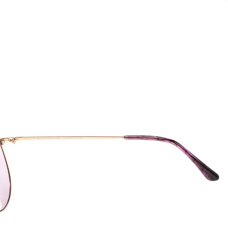 Pre Owned Tom Ford Purple/Gold Metal Indiana Aviator Sunglasses
