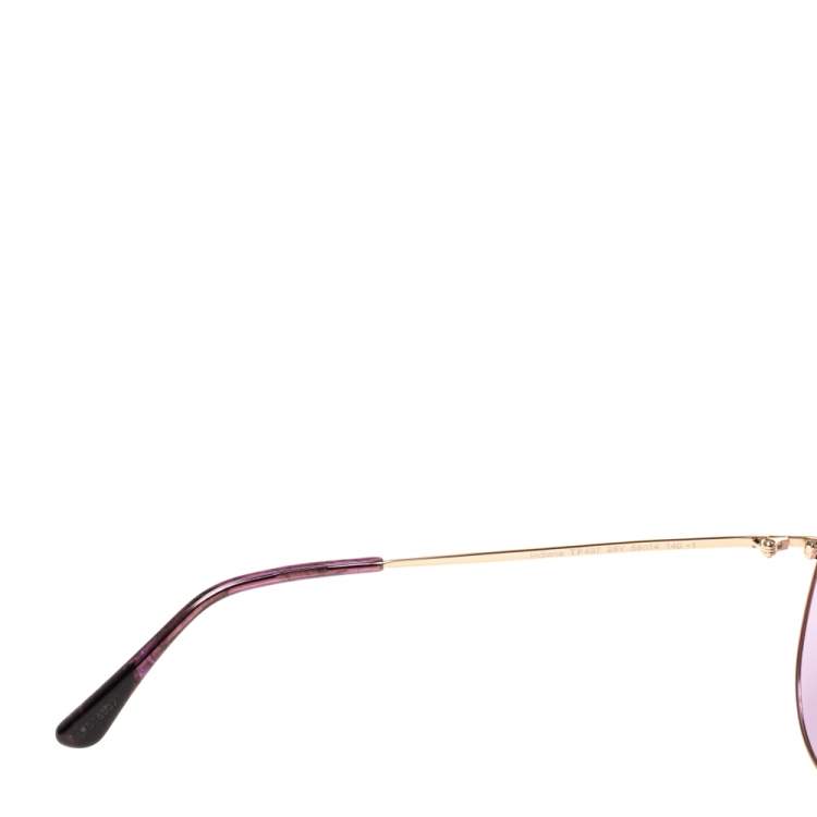 Pre Owned Tom Ford Purple/Gold Metal Indiana Aviator Sunglasses