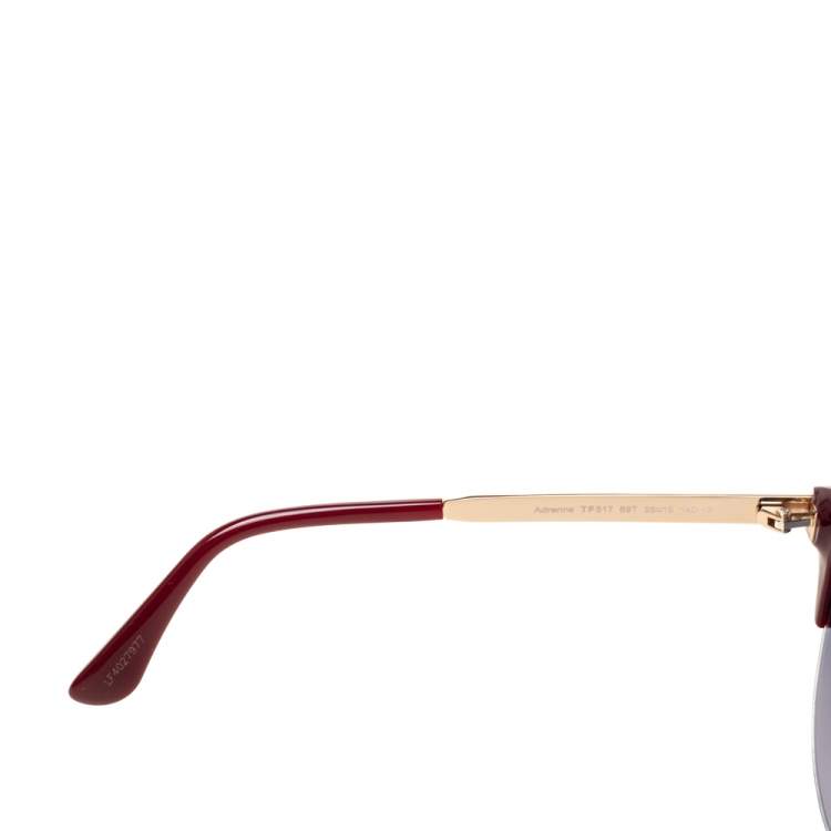 Pre Owned Tom Ford Maroon/Black Gradient Adrenne Oval Sunglasses