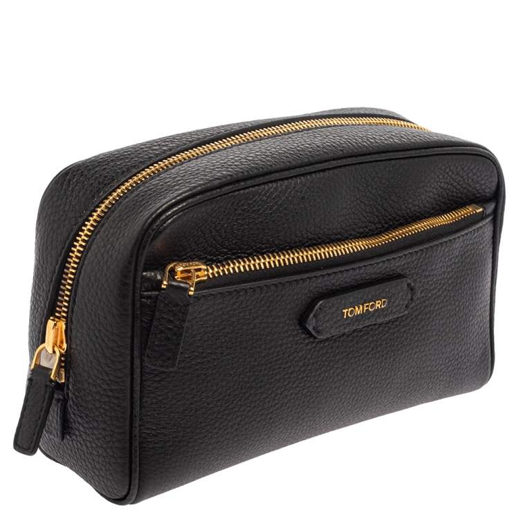 Pre Owned Tom Ford Black Leather Cosmetic Pouch