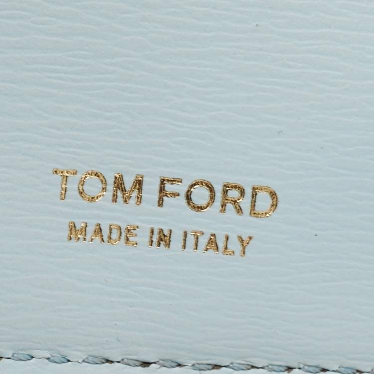 Pre Owned Tom Ford Light Turquoise Leather TF Passport Holder and Card Case Set 