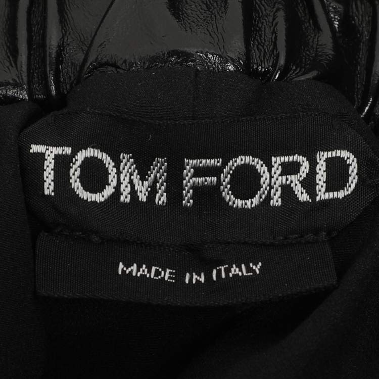 Pre Owned Tom Ford Black Leather Knee Length Skirt S