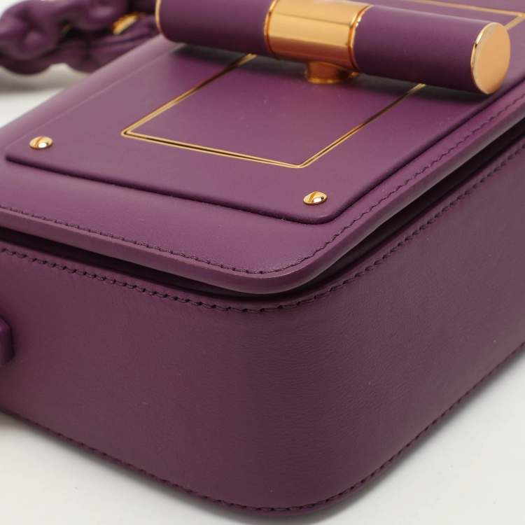 Pre Owned Tom Ford Purple Leather Natalia Chain Shoulder Bag