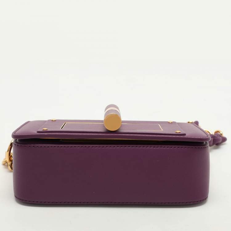 Pre Owned Tom Ford Purple Leather Natalia Chain Shoulder Bag
