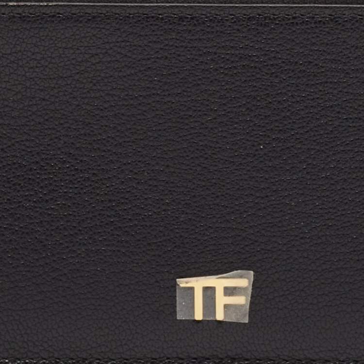 Pre Owned Tom Ford Black Leather Zip Card Holder