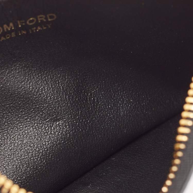 Pre Owned Tom Ford Black Leather Zip Card Holder