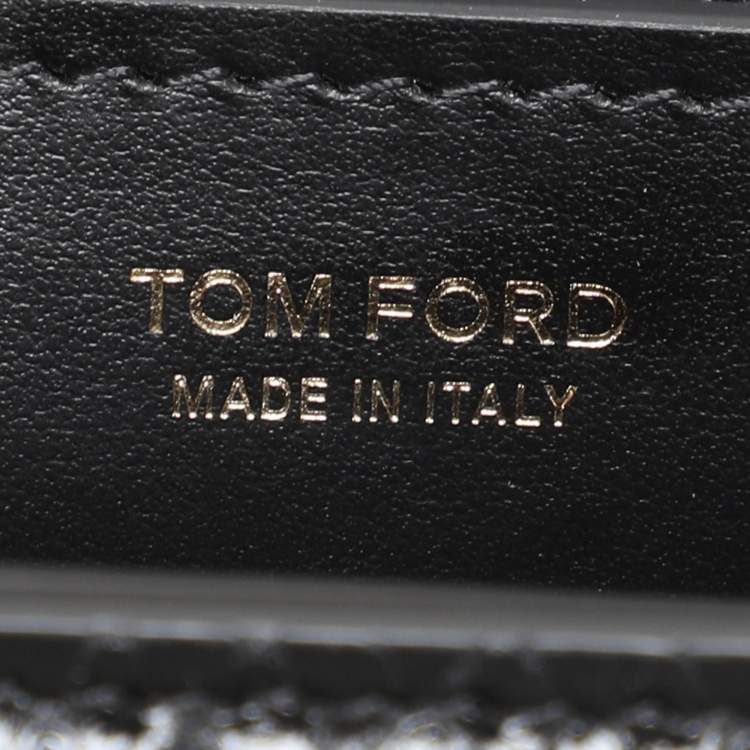 Pre Owned Tom Ford Black Python Embossed Leather  T-clasp Shoulder Bag