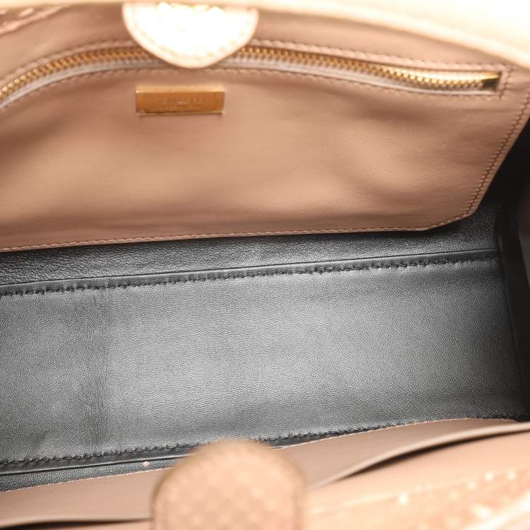 Pre Owned Tom Ford Beige Python Small T Twist Top Handle Bag