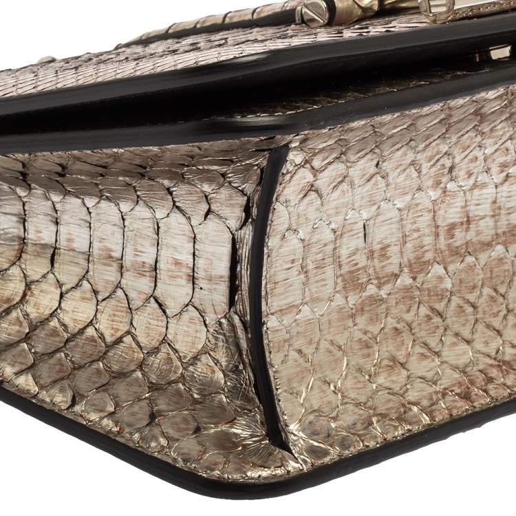Pre Owned Tom Ford Silver Python Tara Chain Shoulder Bag