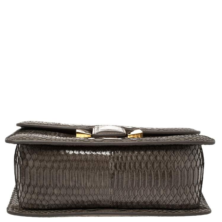 Pre Owned Tom Ford Dark Grey Python Medium Sienna Shoulder Bag