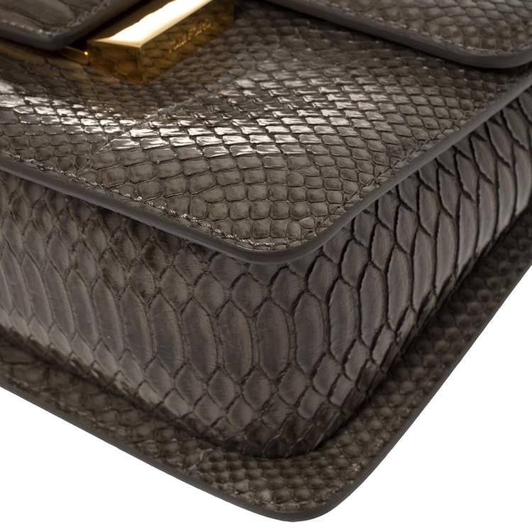 Pre Owned Tom Ford Dark Grey Python Medium Sienna Shoulder Bag