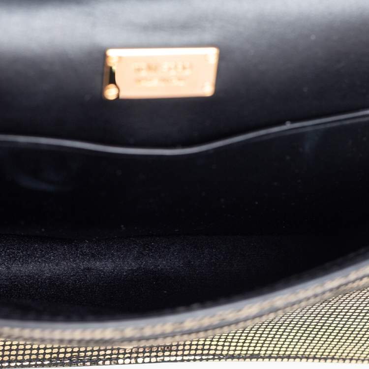 Pre Owned Tom Ford Black/Gold Nubuck And Foil Sedgwick Zip Clutch 