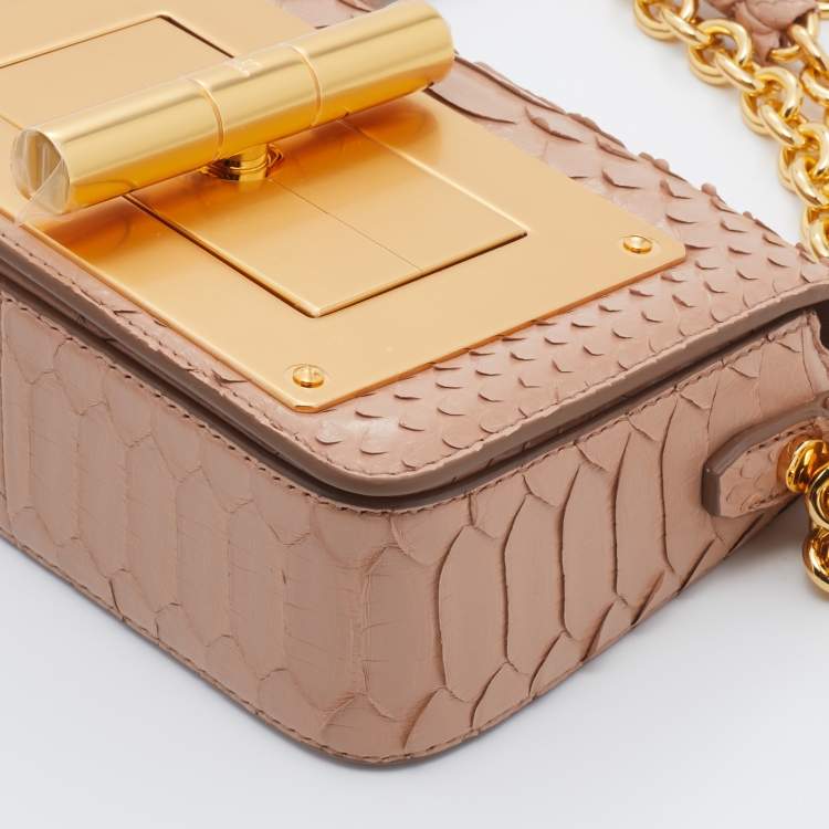 Pre Owned Tom Ford Beige Python Mini Natalia Crossbody Bag