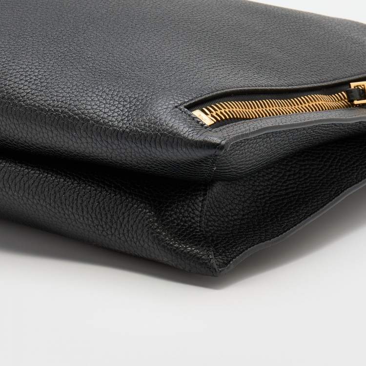 Pre Owned Tom Ford Black Leather Business Tote