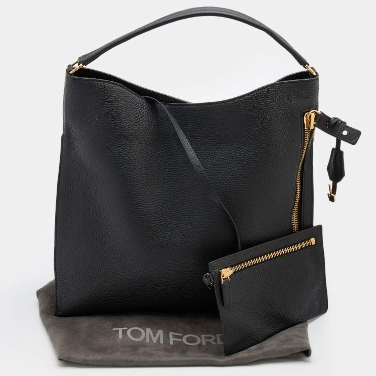 Pre Owned Tom Ford Black Leather Business Tote