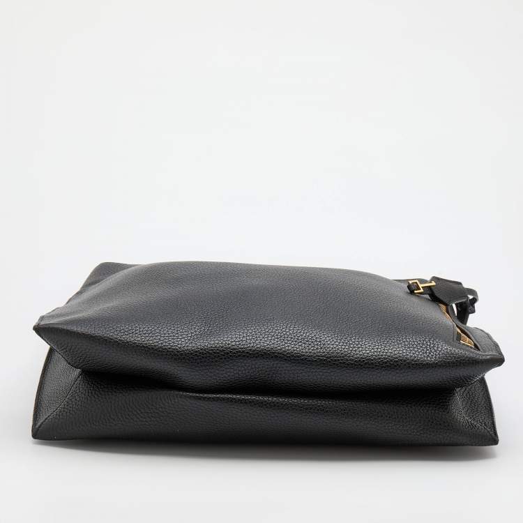 Pre Owned Tom Ford Black Leather Business Tote
