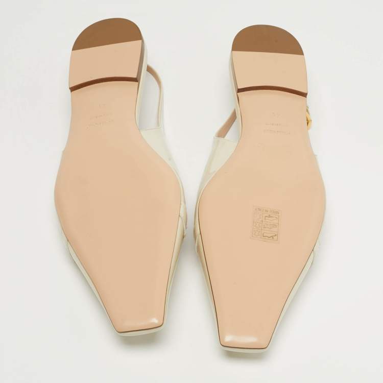 Pre Owned Tom Ford Whitney Size 41 Cream Patent Leather Slingback Flats