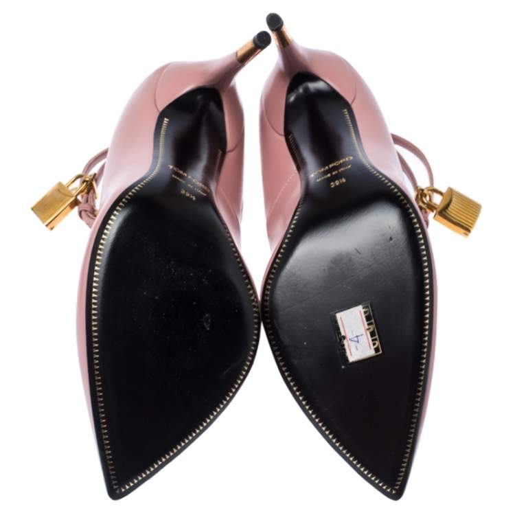 Pre Owned Tom Ford Pink Leather Ankle Lock Pointed Toe Pumps Size 39.5