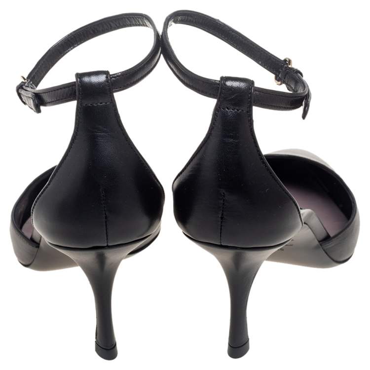 Pre Owned Tom Ford Black Leather Ankle Strap Pointed Toe Pumps Size 40