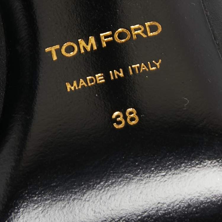 Pre Owned Tom Ford Black Leather Zipper Open Toe Ankle Booties Size 38