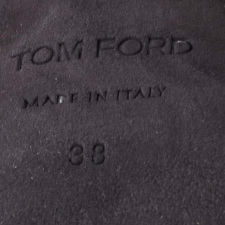 Pre Owned Tom Ford Black/Pink Embroidered Suede D'Orsay  Ankle Strap Pumps Size 38