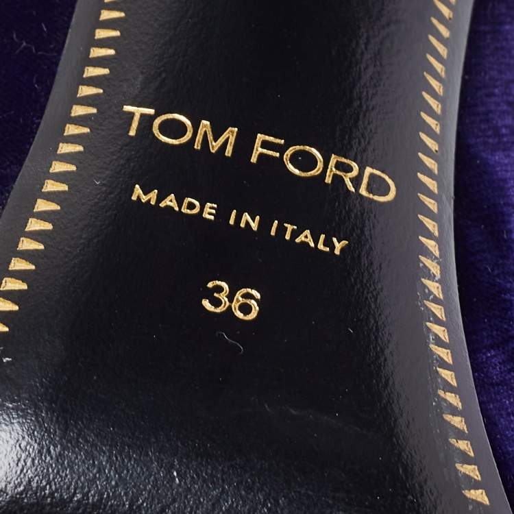 Pre Owned Tom Ford Purple Velvet Peep Toe Pumps Size 36