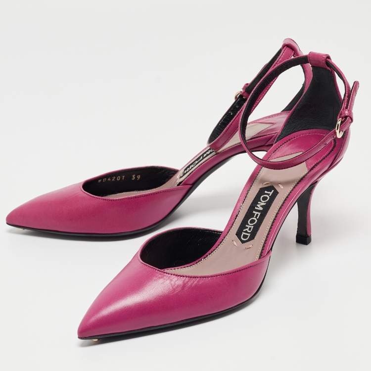 Pre Owned Tom Ford Purple Leather Ankle Strap D'orsay Pumps Size 39
