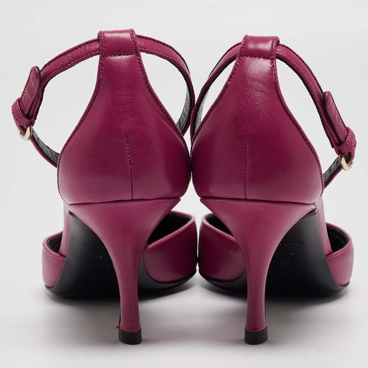 Pre Owned Tom Ford Purple Leather Ankle Strap D'orsay Pumps Size 39