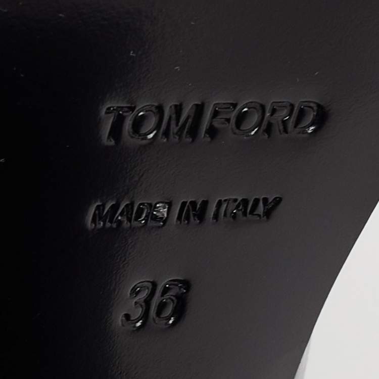 Pre Owned Tom Ford Black Croc Embossed Leather Western Ankle Boots Size 36