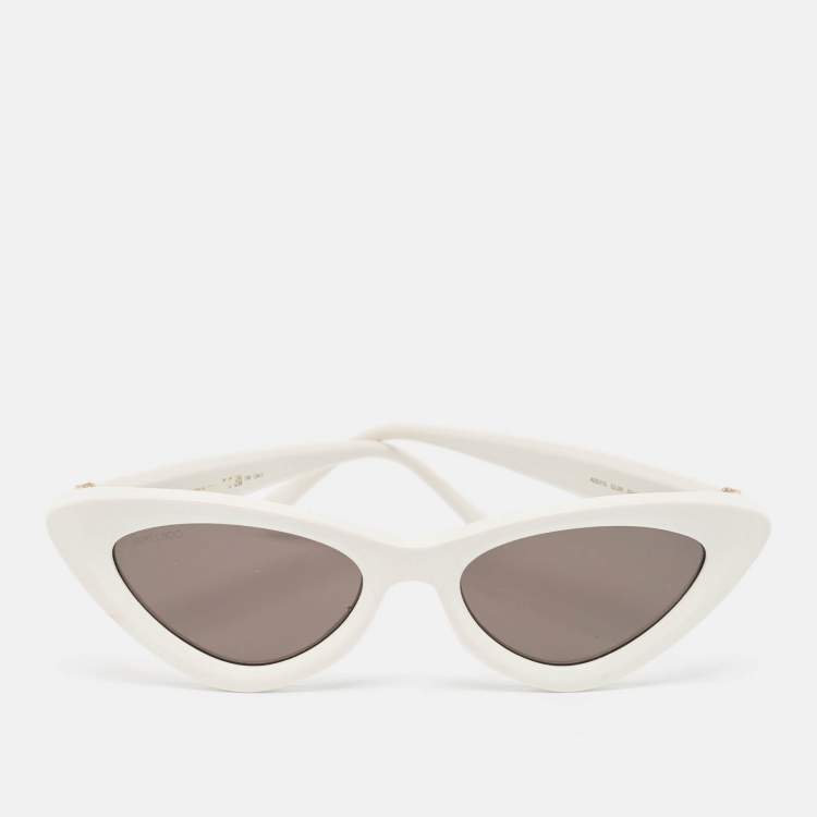 Pre Owned Jimmy Choo White/Black Addy/S Cat Eye Sunglasses
