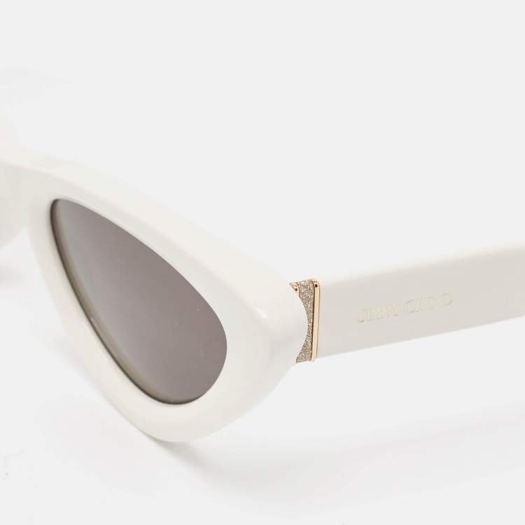 Pre Owned Jimmy Choo White/Black Addy/S Cat Eye Sunglasses