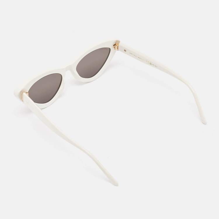 Pre Owned Jimmy Choo White/Black Addy/S Cat Eye Sunglasses