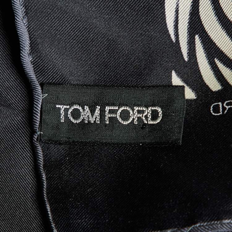 Pre Owned Tom Ford Black Printed Silk Square Scarf