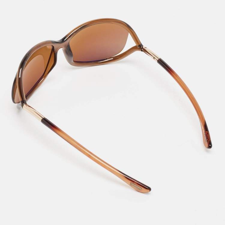 Pre Owned Tom Ford Brown Gradient Jennifer TF8 Oversized Sunglasses