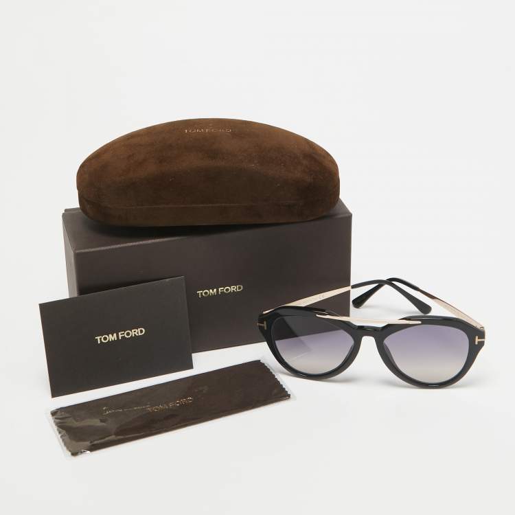 Pre Owned Tom Ford Black Gradient Lisa TF576 Aviator Sunglasses
