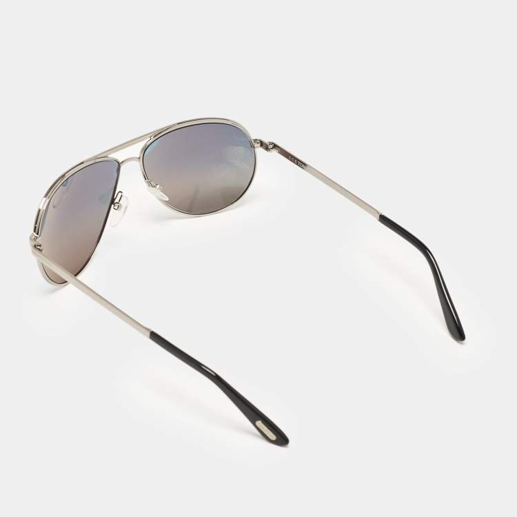 Pre Owned Tom Ford Blue Mirrored TF144 Marko Aviator Sunglasses