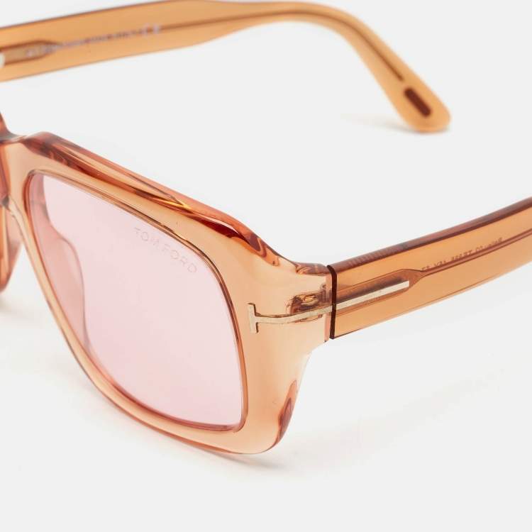 Pre Owned Tom Ford Orange/Pink Bailey 02 TF 885 Square Sunglasses