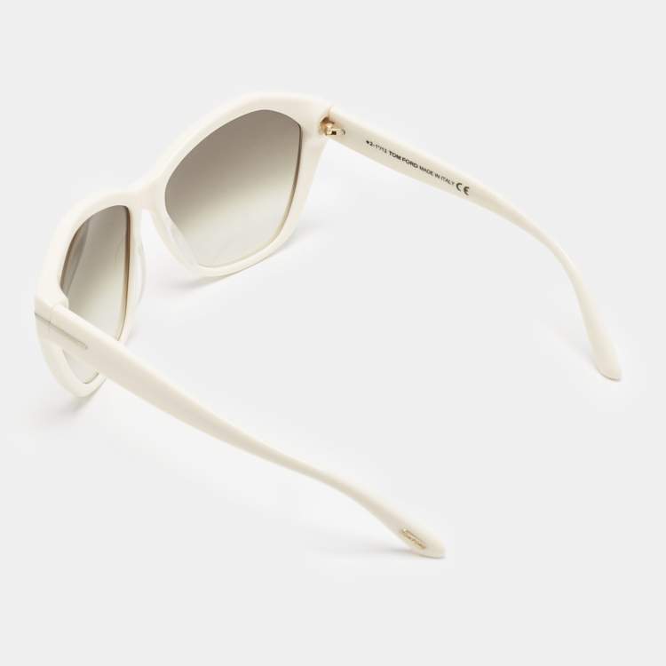 Pre Owned Tom Ford Ivory White/Brown Gradient TF317 Angelina Butterfly Sunglasses