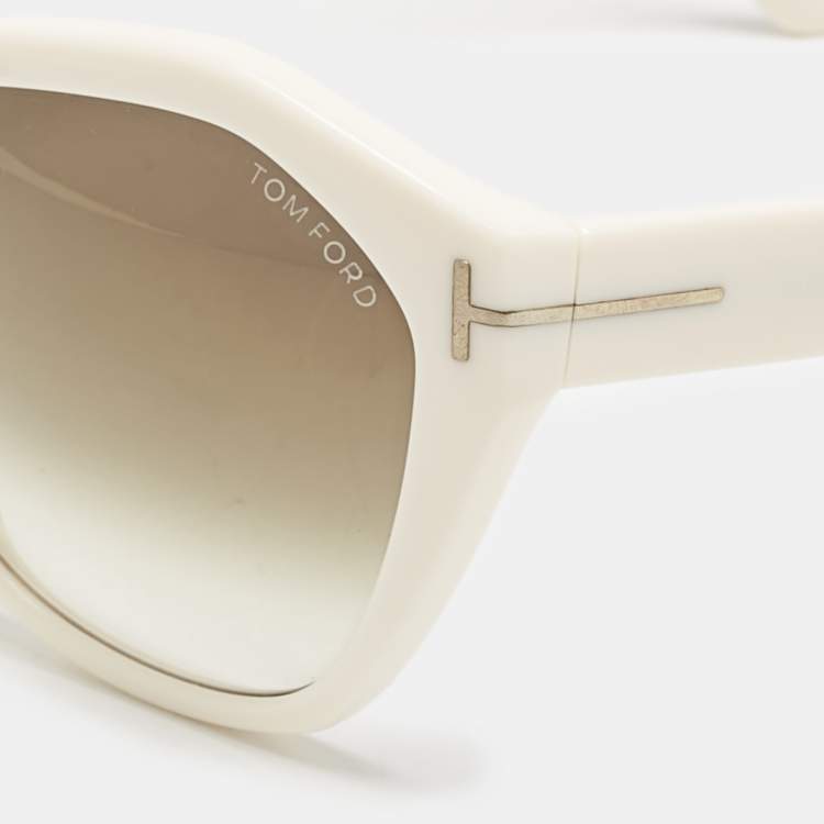 Pre Owned Tom Ford Ivory White/Brown Gradient TF317 Angelina Butterfly Sunglasses