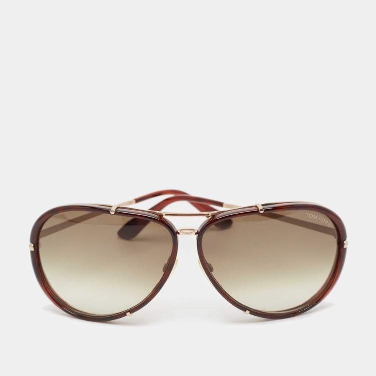 Pre Owned Tom Ford Brown Gradient TF109 Cyrille Aviator Sunglasses