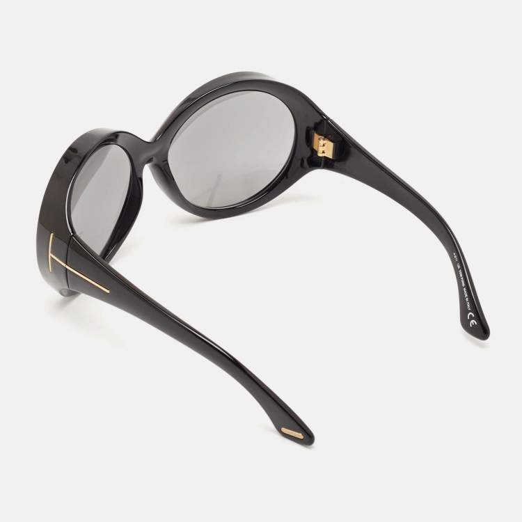 Pre Owned Tom Ford Black Gradient Ali TF 0221 Round Oversized Sunglasses
