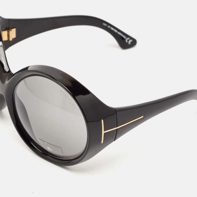 Pre Owned Tom Ford Black Gradient Ali TF 0221 Round Oversized Sunglasses