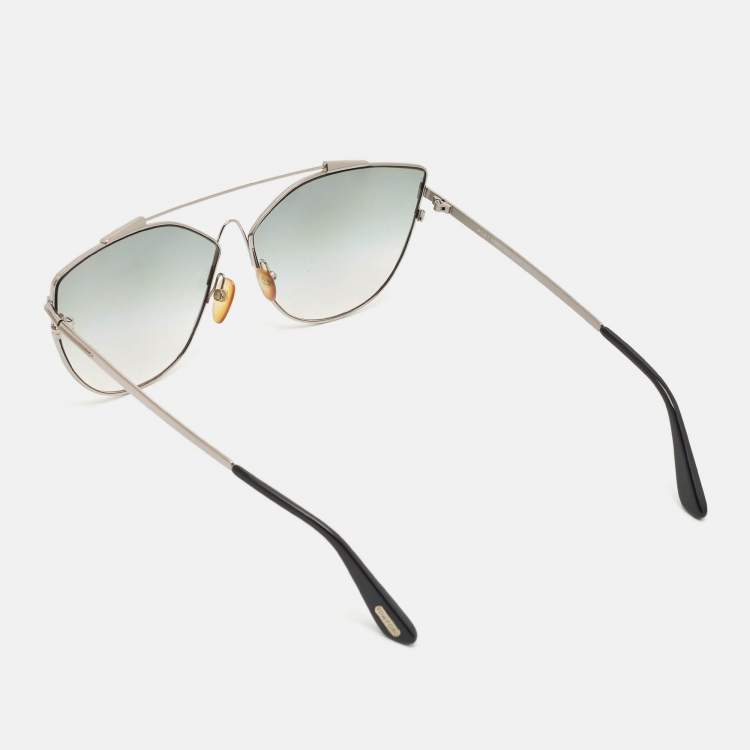 Pre Owned Tom Ford Green Gradient Jacquelyn TF563 Cat Eye Sunglasses