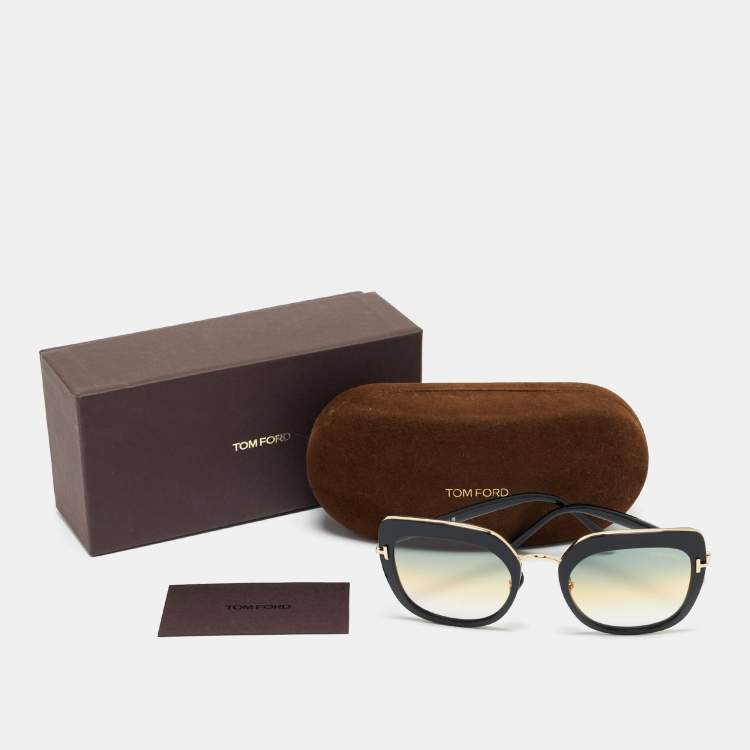 Pre Owned Tom Ford Black/Green Gradient TF 945 Virginia Oversized Sunglasses