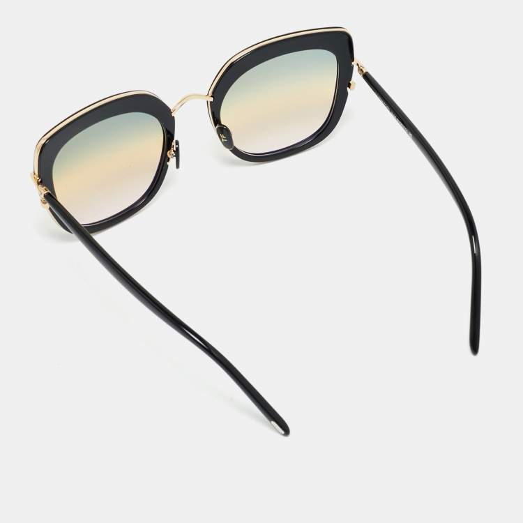 Pre Owned Tom Ford Black/Green Gradient TF 945 Virginia Oversized Sunglasses