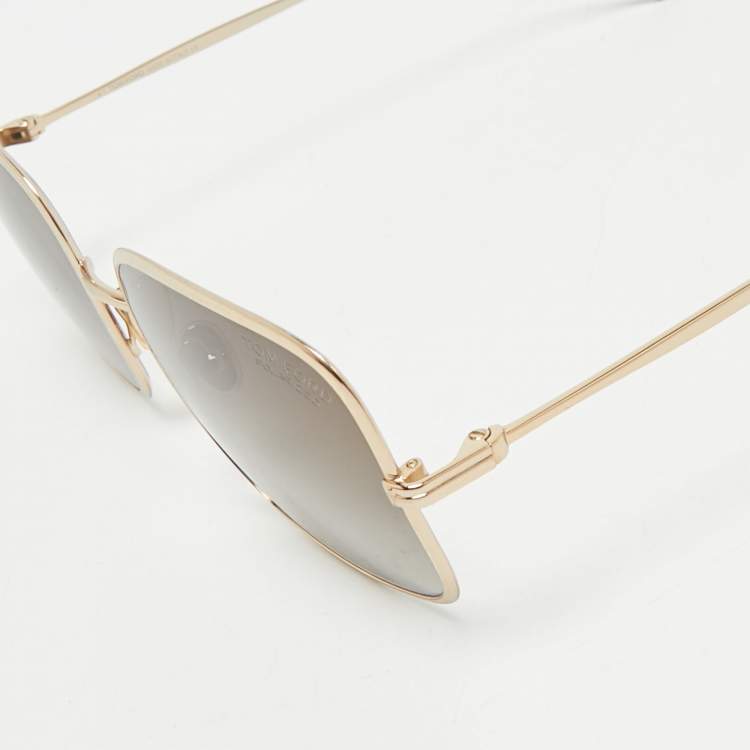Pre Owned Tom Ford Gold Tone/Brown Gradient CH0055S Square Sunglasses